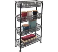 Orion Étagère sur pied Organisateur Paniers de rangement 4 niveaux pour cuisine Salle de bains Atelier étroit robuste 83x19,5x50 cm