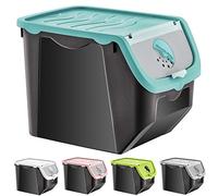 orion group Boîte De Conservation Alimentaire, Boîte Fraicheur | Capacité 12 L | 23,5x30x23,5cm | pour Légumes, Fruits, Oignons, Pommes de Terre | Noir Avec un Couvercle Turquoise