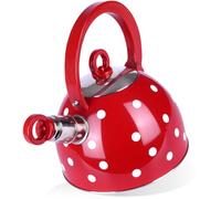 Bouilloire sifflante, acier, rouge, pois, 1,5 l