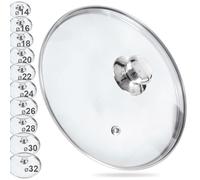 orion group Couvercle universel Ø 32 cm - Couvercle pour casseroles et poêles - Couvercle en verre pour poêle et casserole résistant à la chaleur jusqu'à 200 °C - Couvercle de casserole avec valve