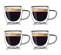 orion group Lot de 4 verres isothermes - 110 ml - Double paroi - Pour café, expresso, cappuccino, thé, latte macchiato