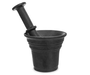 orion group Mortier en fonte Ø 10,5 cm | Avec pilon, Mortier à épices, Mortier de cuisine (noir)