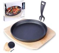 orion group Poêle en fonte avec plateau en bois LITINA 22 cm 2 cuillères à soupe