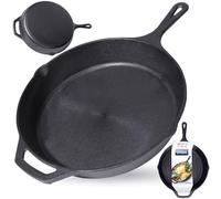 orion group Poêle en fonte - Poêle à frire en fonte - Poêle à frire - Assiette en fonte Iron Pan BBQ - 30 cm - Avec poignée à induction