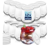 Vilde Ensemble de 12 pots en verre 300 ml – Couvercles hermétiques – Pour yaourts et conserves