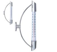 Orion – Thermomètre analogique – 24 cm – Métal argenté – Pour fenêtre et jardin
