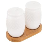 orion group WHITELINE Lot de 3 salières et poivrières en porcelaine avec support