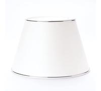 ORION LIGHTSTYLE Abat-jour en tissu accessoire de luminaire pour ampoules E27, blanc avec bord argenté, rond, 32 cm chintz