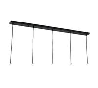 ORION LIGHTSTYLE Baldaquin de plafond rectangulaire - Boîte de jonction avec 5 sorties de câble (120 x 8 x 2,5 cm) - Noir - Idéal pour table à manger