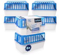 Orion Lot de 6 déshumidificateurs 2,2 l x 6 cm - Granulés avec parfum citron - Absorbeur d'humidité contre l'humidité, les odeurs, la moisissure pour salle de bain, cuisine, cave, caravane