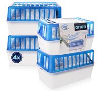 Orion Lot de déshumidificateurs 2,2 l x 4 - Granulés déshumidificateurs avec parfum citron - Boîte absorbante contre l'humidité et les odeurs - Pour salle de bain, cuisine, cave, caravane