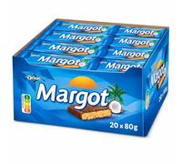 ORION Margot Barres au soja et à la noix de coco enrobées de chocolat au cacao - 20 pièces (20×80 g) | Pack économique 1,6 kg | Barres snack à la noix de coco et au cacao