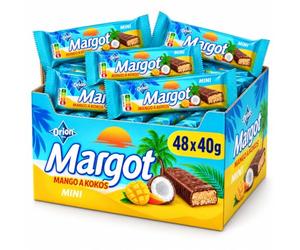 ORION Margot Mini Barres au soja mangue et noix de coco avec glaçage au cacao, 48 × 40 g