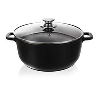 Orion Marmite en Fonte D'aluminium avec Couvercle en Verre Granit | Ø 28 CM | 7 Litres | Anti-Adhésif | Ne Contient Pas de Composés Toxiques, Sans PTFE ni PFOA