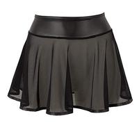 Orion Mini-jupe - jupe sexy évasée pour femmes, avec ou sans mini-string intégré, ceinture large, tissu en maille transparente, moulante, noir, Noir , S