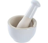 Orion Mortier en céramique avec pilon, mortier à épices, mortier de cuisine, blanc, Ø 8,5 cm