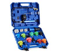 Orion Motor Tech 19 PCS Kit de Testeur de Pression de Système de Refroidissement avec 15 Adaptateurs de Radiateur et Clé pour Réservoir d'eau avec Pompe à Vide et Sonde Thermométrique