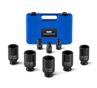 Orion Motor Tech Lot de 8 douilles à choc pour écrous d'essieu, 12 points, 12 points CR-MO, douilles à choc extra profondes avec étui de rangement, 14 mm, 17 mm, 19 mm, 30 mm, 32 mm, 34 mm, 35 mm, 36