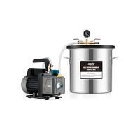 Orion Motor Tech Pompe à Vide 100L/min avec Chambre à Vide 18.9 L Couvercle en Verre Trempé, Kit de Chambre à Vide pour Stabilisation du Bois, Dégazage de la Résine de Silicone