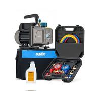 Orion Motor Tech Pompe à Vide Climatisation 186W 100 L/Min Pompe à Vide Frigoriste Kit de Recharge Climatisation Voiture avec Tuyau Jauge Adaptateurs pour Systèmes Auto HVAC R134a R12 R22 R502
