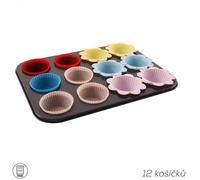 ORION Moule à pâtisserie Plaque de cuisson pour MUFFINS 12 pièces + moules en silicone