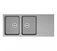 Orion OID 621 - Evier de cuisine 2 bacs avec égouttoir, en Tectonite®, Gris (114.0383.649)