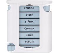 Orion Organiseur de pilules 126258 Blanc Bleu 7 jours 4 compartiments Boîte à pilules