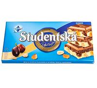 Orion Studentska Duomix Lot de 15 barres de chocolat au lait blanc avec raisins, gelée et cacahuètes 180 g