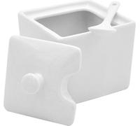 ORION Sucrier / Récipient à sucre en porcelaine en BLANC carré avec cuillère