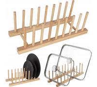 Orion Support de couvercle de casserole Support en bois 35x13x11cm Organisateur d'assiettes Cuisine