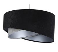 Orion - Suspension Double asymétrique Velours Noir, Gris/Argent