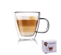 Orion Verre à Double Paroi 110 ML | Verre à Café à Double Paroi | en Verre Thermique pour Café Latte Cappuccino Expresso | Tasses à Café Résistant à la Chaleur | Ø 6 CM