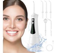 Orisary Jet Dentaire Hydropulseur Portable, Irrigateur Oral 5 Modes et 5 Buses, Réservoir 300ML, USB Chargé, Étanche IPX7,Convient Gencive Sensible