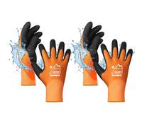 OriStout 2 paires de gants de travail imperméables pour homme et femme, écran tactile, gants thermiques d'hiver, gants de jardinage pour temps froid, orange, taille L