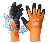 OriStout Gants de travail thermiques imperméables, pour l'hiver en plein air, super adhérents par double revêtement en latex, orange, taille S