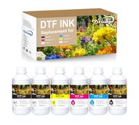 Oritdge DTF Encre 3000ML, DTF Cartouche d'encre pour DTF Ink Compatible pour Epson ET-8550 ET-8500 ET-2800 ET-2803 ET-2850 DX5 DX7 XP-15000 R1390 R2400 1400 1430 L1800 L800 (CMYK+2WH,500mlx6)