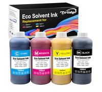 Oritdge Eco Solvent Encre 1000ml pour Eco Solvent Ink pour Epson DX4 DX5 DX7 DX9 DX10 DX11 XP600 TX800 I3200 I1600 Tête d'impression, Mimaki, Roland, Mutoh(Noir, Magenta, Cyan, Jaune)
