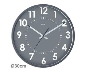 ORIUM Horloge murale silencieuse à quartz, diamètre 30cm - Aluminium