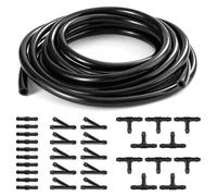 Orivin Kit de tuyaux de lave-glace de voiture de 5 m, 30 pièces, type Y/I/T, tuyau d'essuie-glace universel en caoutchouc de silicone, buse de pompe à eau de raccordement, noir