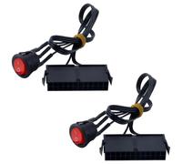 Orivin Lot de 2 ponts de pontage d'alimentation ATX 24 broches avec interrupteur marche/arrêt et voyant rouge pour contrôle de pompe de refroidissement par eau (52 cm)