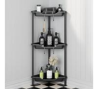 Oriware Étagère de Rangement Salle de Bain à 3 Niveaux, Etagere Douche sans Percage, Etagere Rangement, Accessoire Salle De Bain, Noir