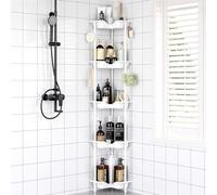 OriwarE Etagere Douche, Etagere Salle de Bain, Porte Savon Douche sans Percage (Blanc, 5 Tier)