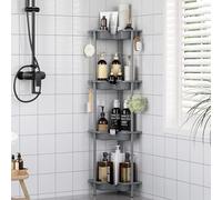 OriwarE Etagere Douche, Etagere Salle de Bain, Porte Savon Douche sans Percage (Gris, 4 Tier)