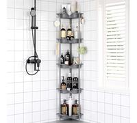 OriwarE Etagere Douche, Etagere Salle de Bain, Porte Savon Douche sans Percage (Gris, 5 Tier)