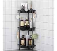 OriwarE Etagere Douche, Etagere Salle de Bain, Porte Savon Douche sans Percage (Noir, 3 Tier)
