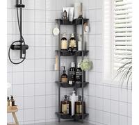 OriwarE Etagere Douche, Etagere Salle de Bain, Porte Savon Douche sans Percage (Noir, 4 Tier)