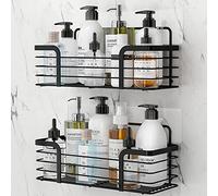OriwarE Serviteurs de Douche Étagère Caddy Panier de Douche Salle de Bain Toilette Acier Inoxydable Pas de Forage - Paquet de 2 (Noir)