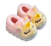 OrJana Chaussons Licorne d'hiver Semelle flexible et antidérapante en EVA. Semelle intérieure à mémoire anatomique, Pink Yellow Wrapped, 24/25 EU