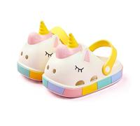 OrJana Sandales Licorne. Chaussons piscine antidérapants. Chaussons d'été. Sabots imperméables, Sabot crème, 29/30 EU