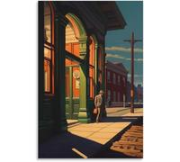 Orjdjz Wxkbl Affiche d’Edward Hopper 《Solitude at The Station》 Art mural en toile E-Dward Hopper Gravures rétro pour décoration murale de bureau 30x40cm Sans cadre